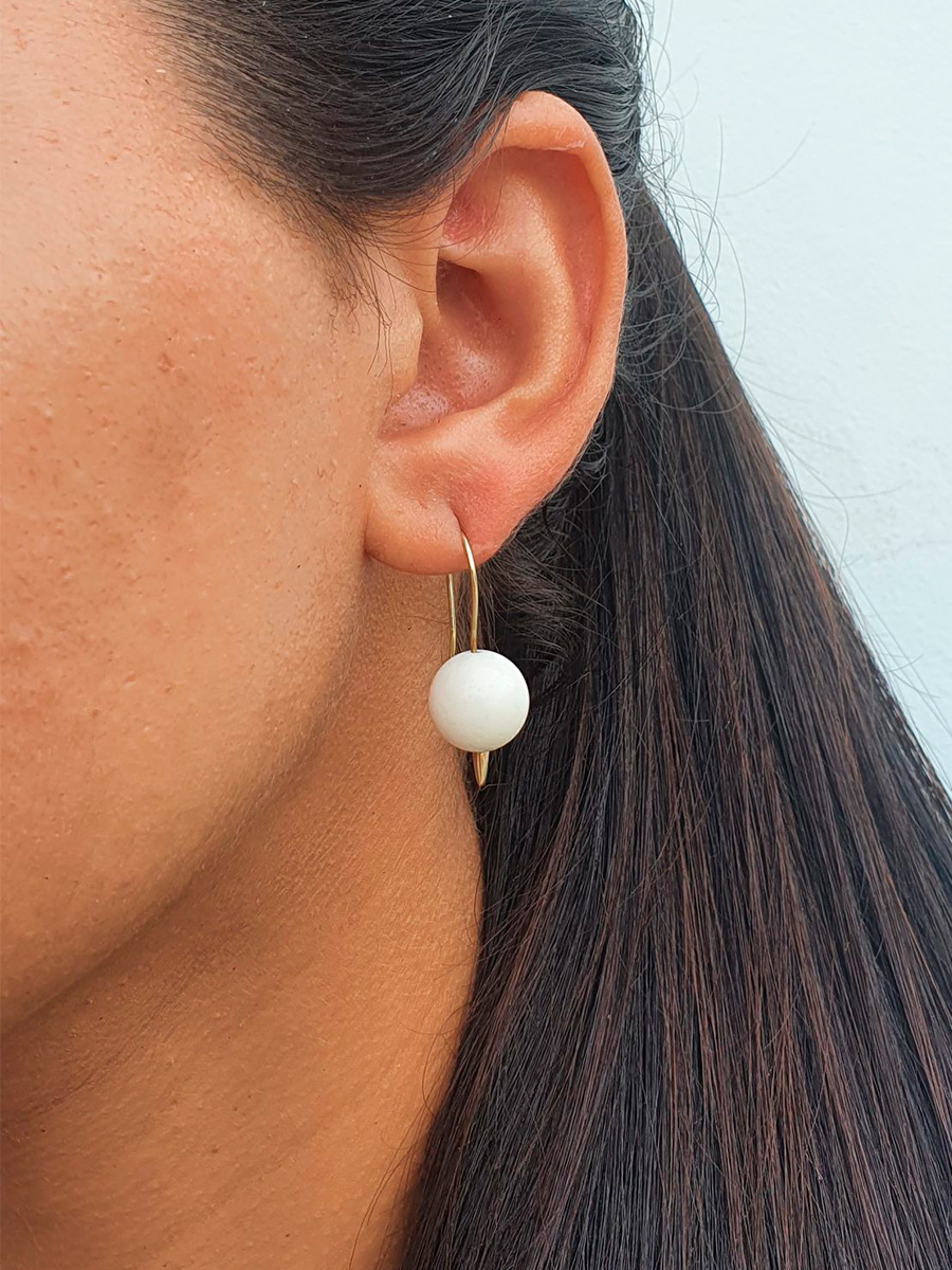 Brinco Ouro 18k Coral Branco