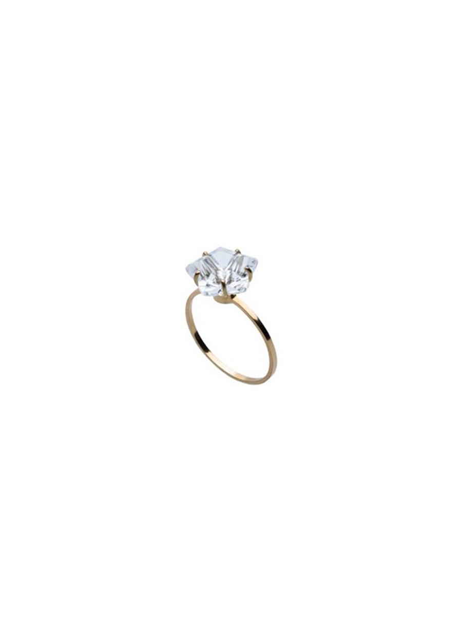 Anel “Flor de Cristal” Ouro 18k